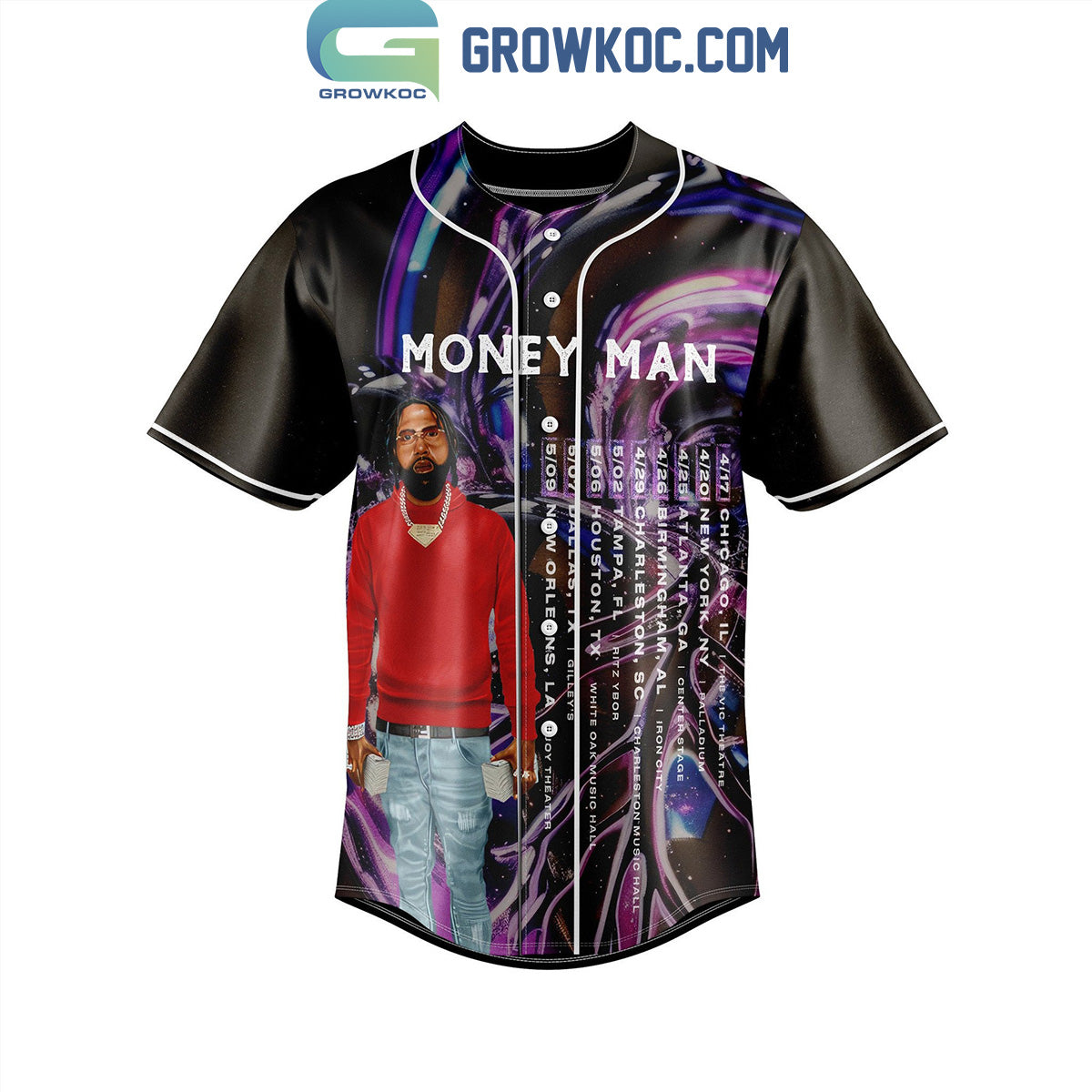 Money Man Purple Heart Fan Tour 2024 Personalized Baseball Jersey