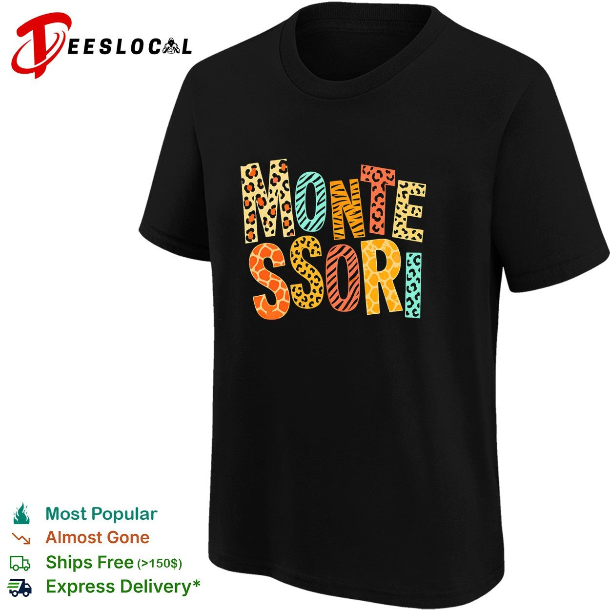 Montessori leopard print text shirt