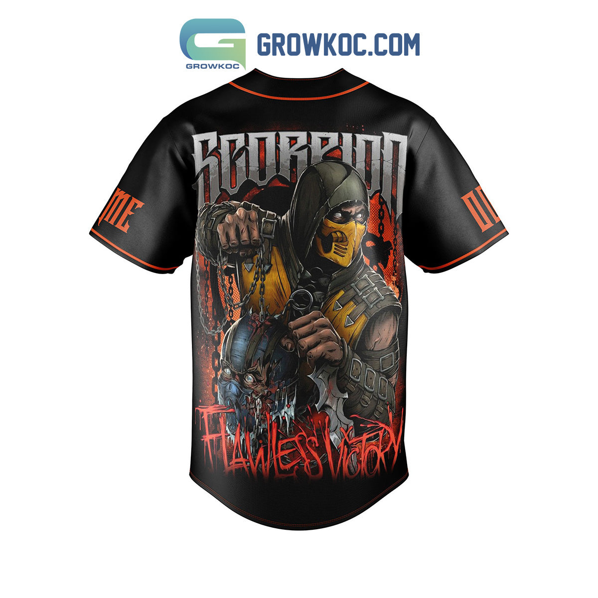 Mortal Kombat Scorpion Flawless Victory Personalized Baseball Jersey