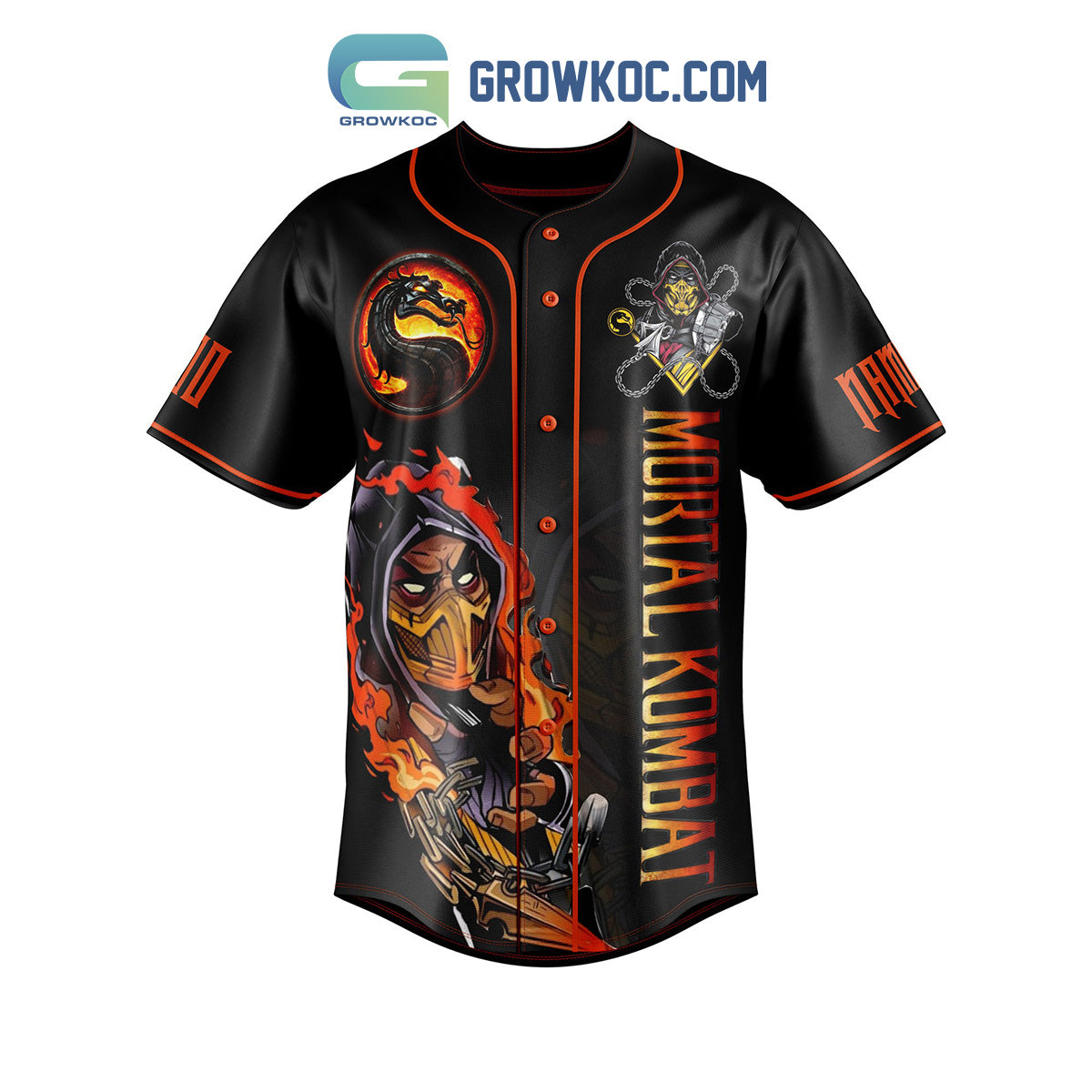 Mortal Kombat Scorpion Flawless Victory Personalized Baseball Jersey