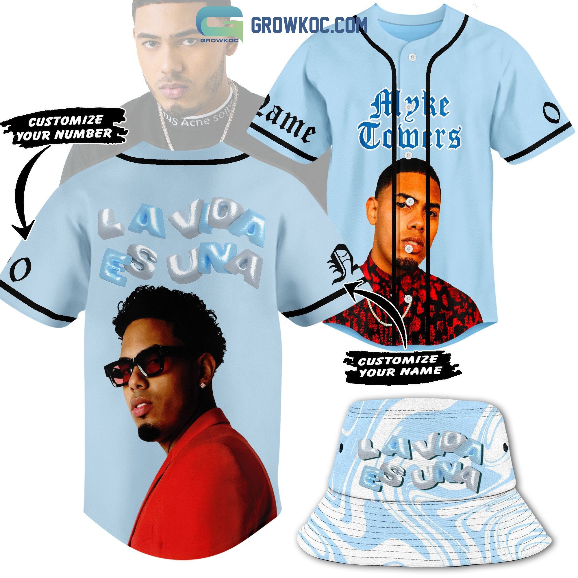 Myke Towers La Vida Es Una Personalized Baseball Jersey