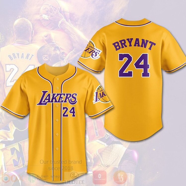 FASHION NBA Los Angeles Lakers Kobe Bryant 24 Baseball Jerseys Botton Shirt