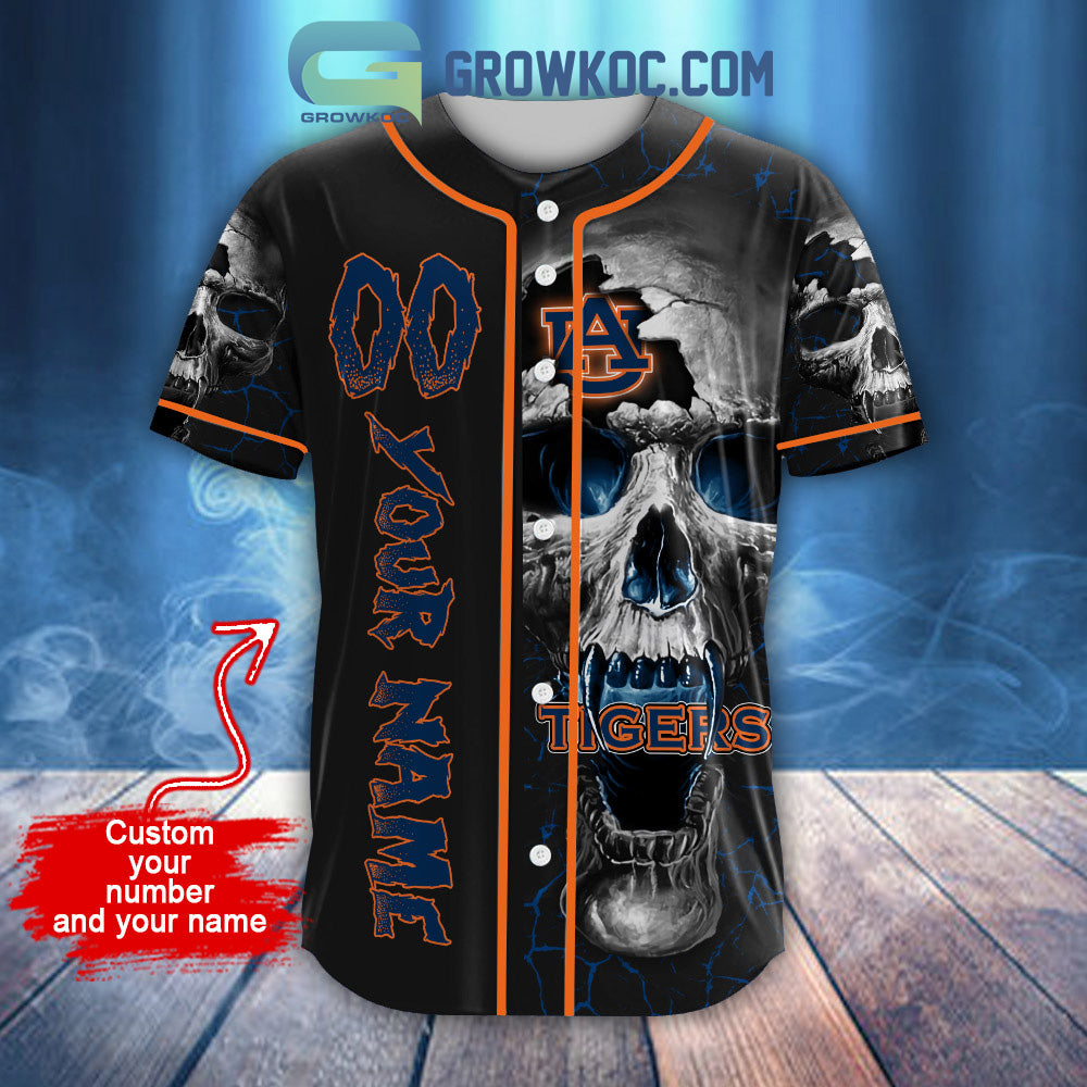 NCAA Auburn Tigers Personalized Skull Design Baseball Jersey