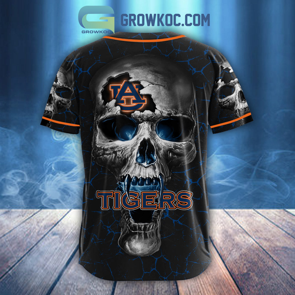 NCAA Auburn Tigers Personalized Skull Design Baseball Jersey