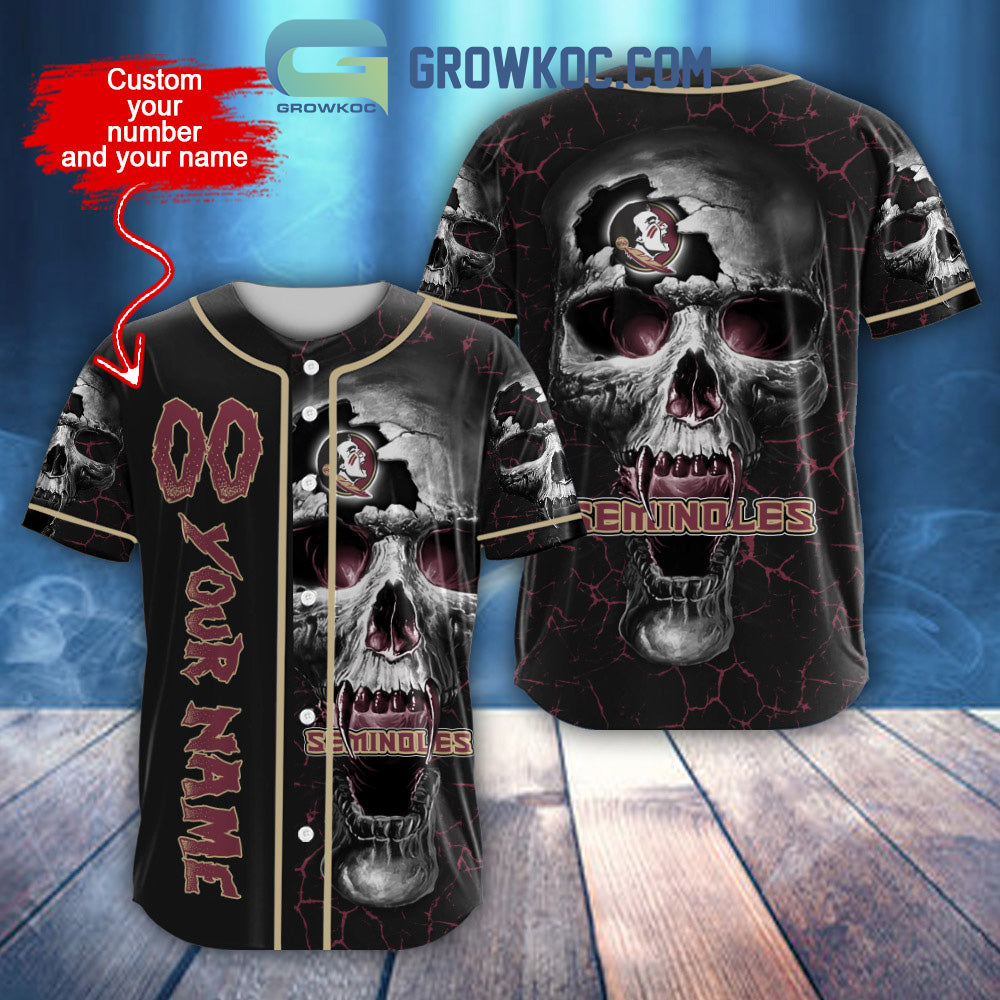 NCAA Florida State Seminoles Personalized Skull Design Baseball Jersey
