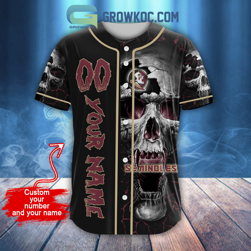 NCAA Florida State Seminoles Personalized Skull Design Baseball Jersey