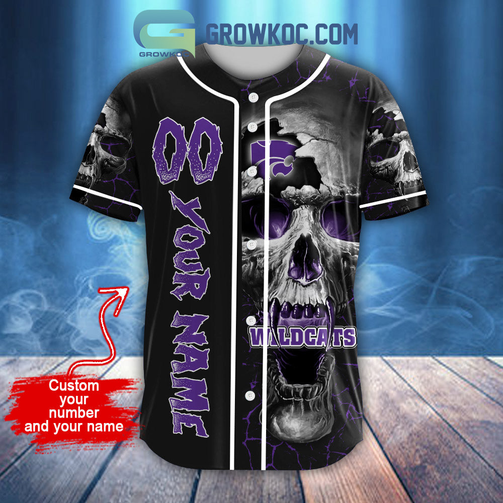 NCAA Kansas State Wildcats Personalized Skull Design Baseball Jersey