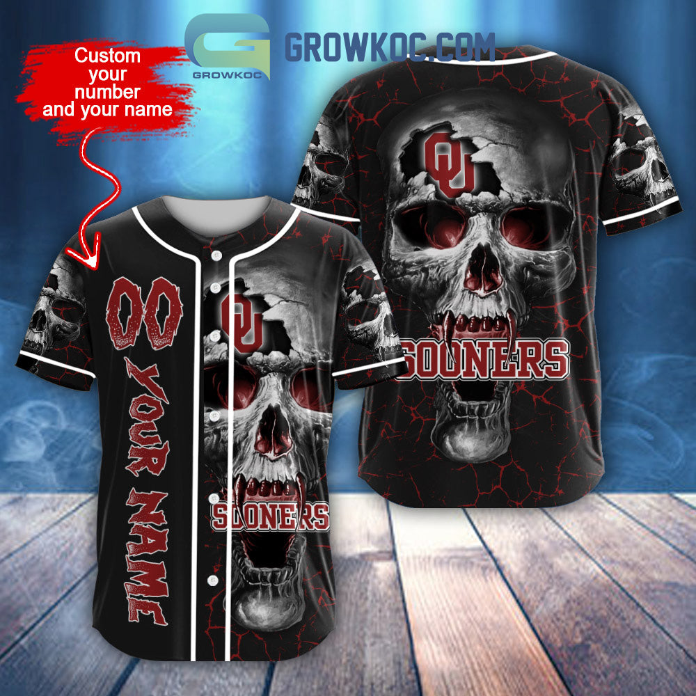 NCAA Oklahoma Sooners Personalized Skull Design Baseball Jersey