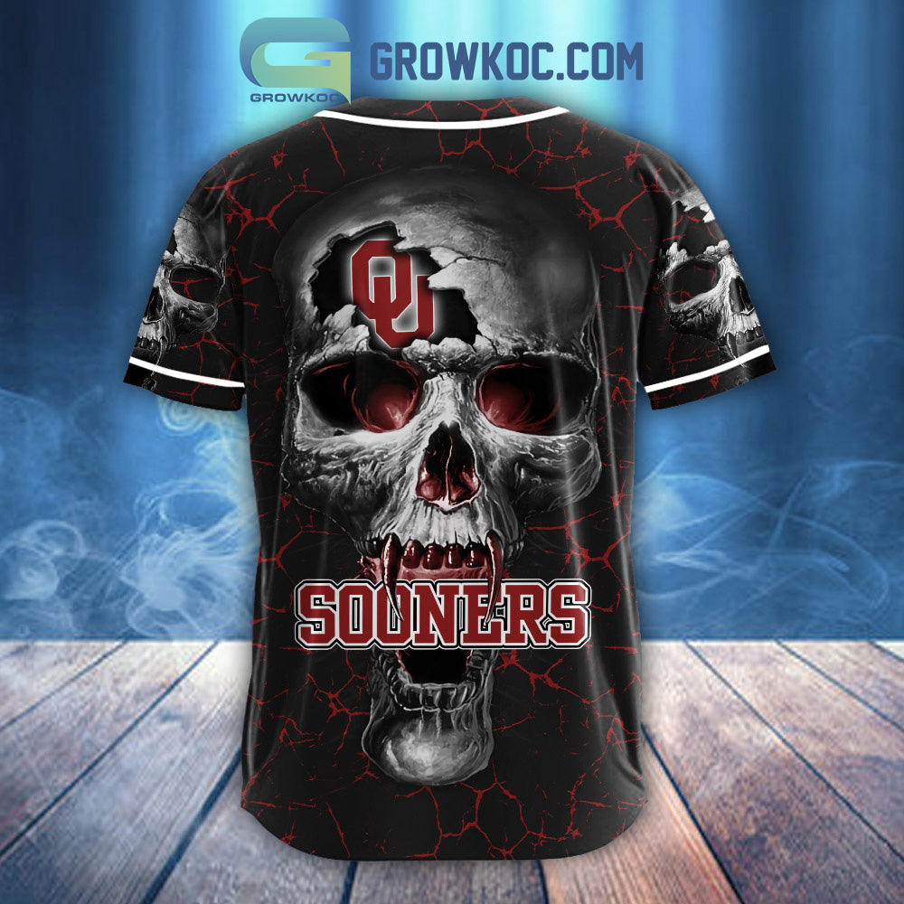 NCAA Oklahoma Sooners Personalized Skull Design Baseball Jersey
