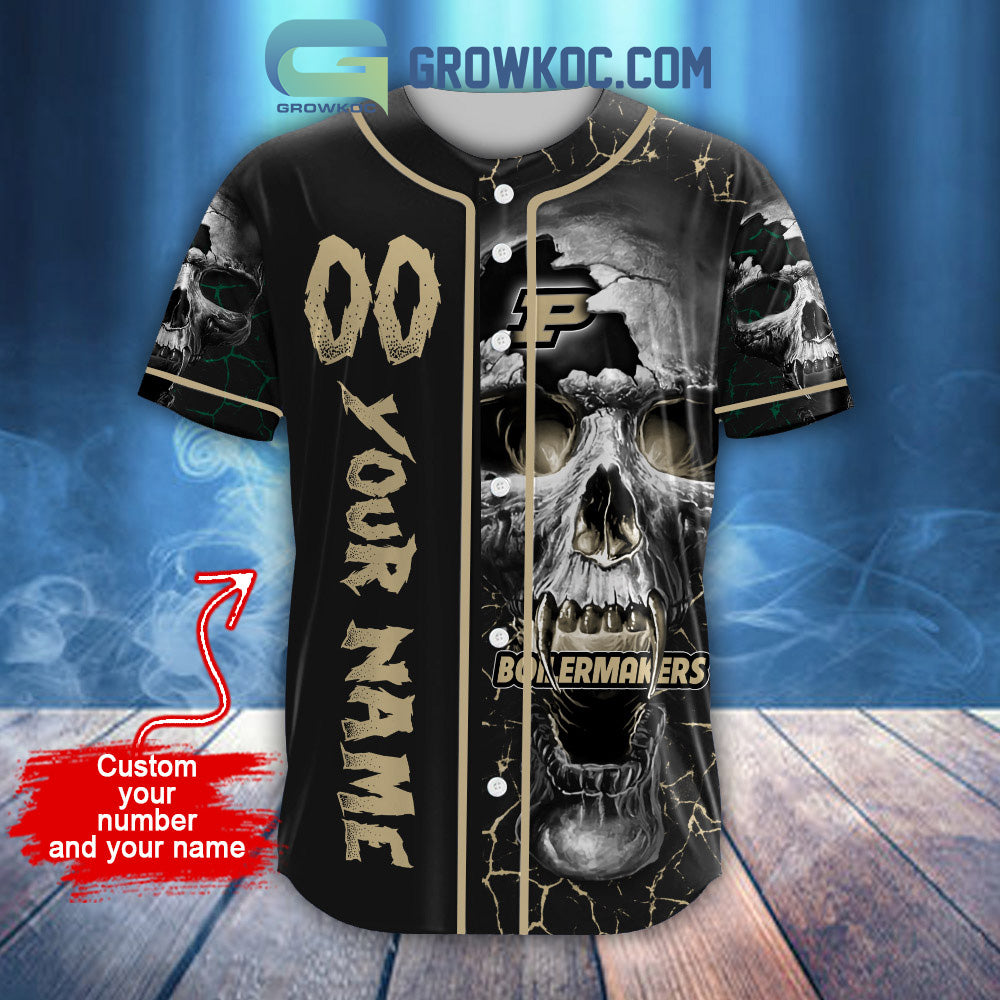 NCAA Purdue Boilermakers Personalized Skull Design Baseball Jersey