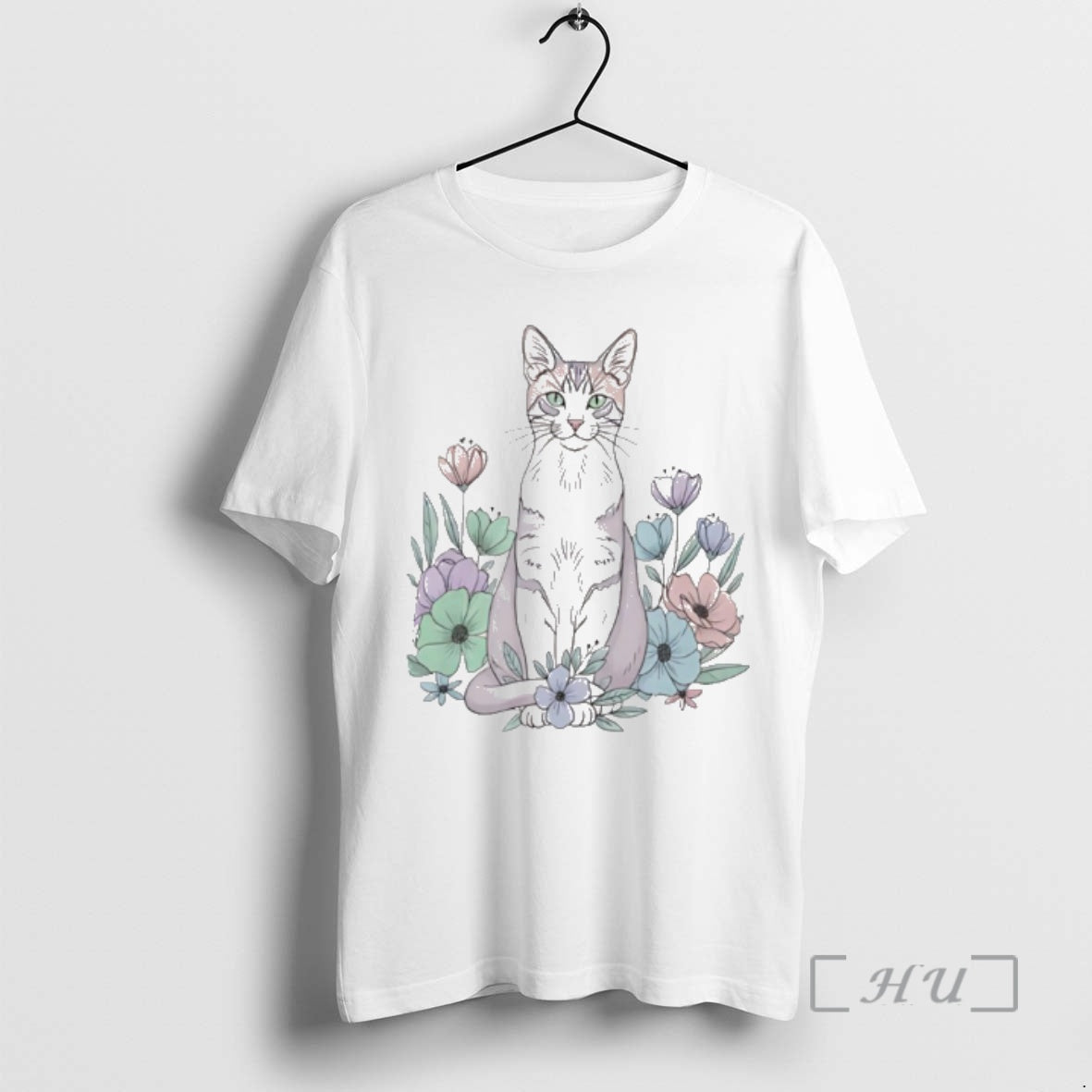 New Cute Sitting Cat In Floral Garden Watercolor T-Shirts, Hoodie, Sweatshirt | InkRitualCo.com