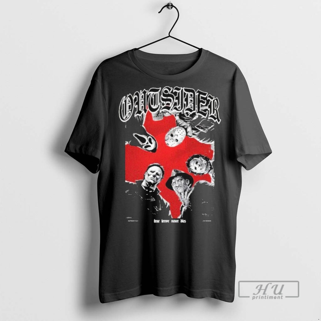 New Jason Voorhees Ghostface Michael Myers And Freddy Krueger Outsider True Terror Never Disc Ultimate T-Shirts, Hoodie,...