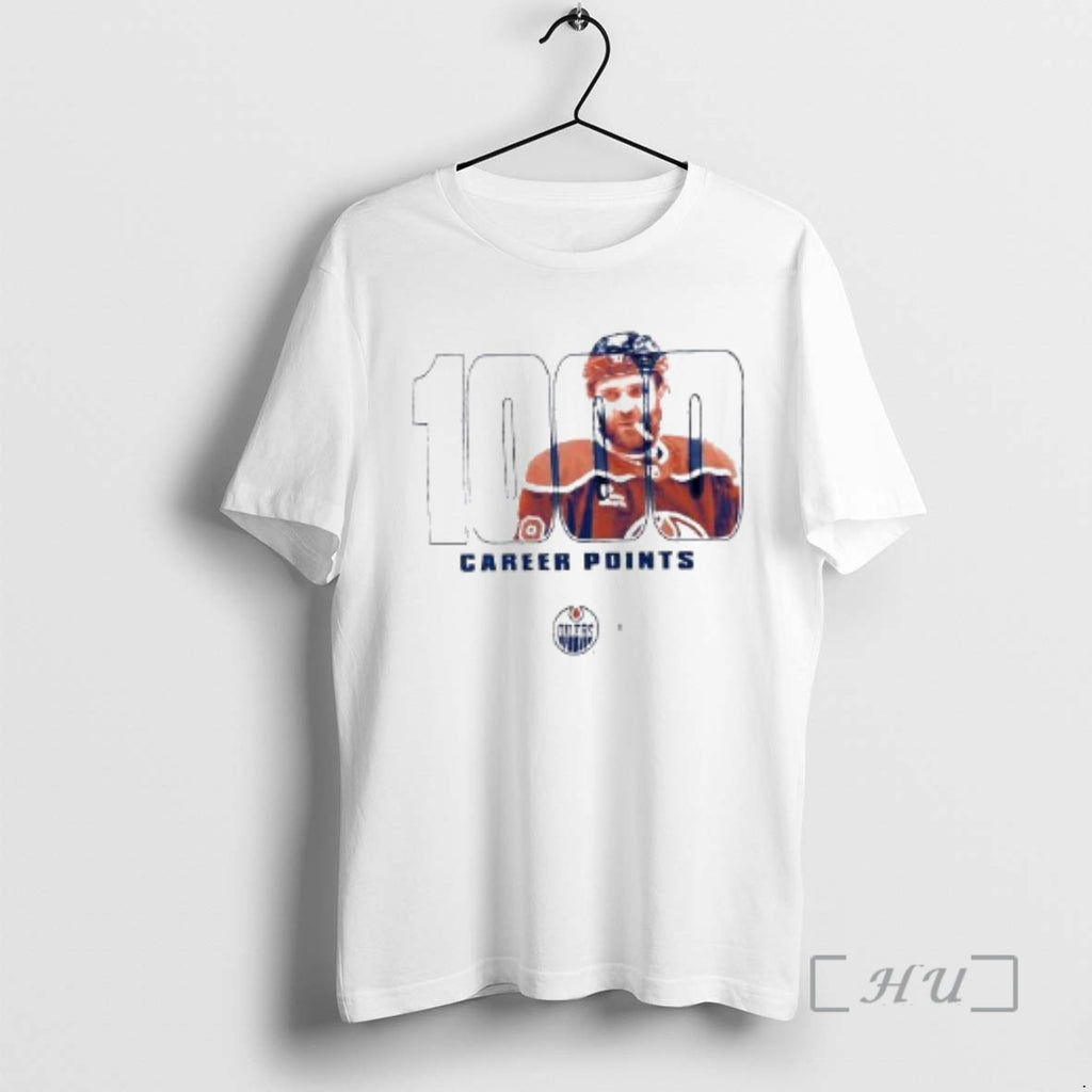 New Leon Draisaitl Edmonton Oilers 1000 Career Points Legacy Circle White Premium T Shirts Sweater Hoodie, Sweatshirt