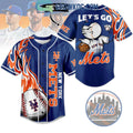 New York Mets Let’s Go Mets Flames Personalized Baseball Jersey