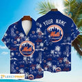 New York Mets Hawaiian Shirt Baseball Pattern Vintage Custom Name