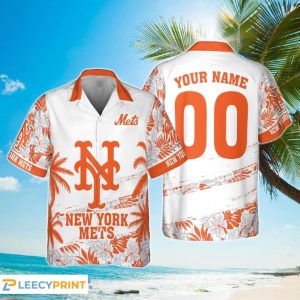 New York Mets MLB Flower Pattern Summer 3D Hawaiian Shirt Personalized, New York Mets Hawaiian Shirt