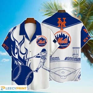 New York Mets Major League Baseball 3D Print Hawaiian Shirt 2024, New York Mets Hawaiian Shirt