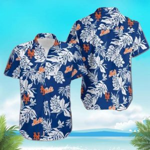New York Mets Tropical Flower Short Sleeve Hawaiian Shirt, Mets Hawaiian Shirt