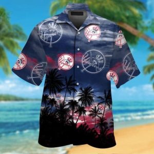New York Yankees Hawaiian Shirt Coconut Tree Summer Beach Lovers Gift
