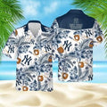 New York Yankees Hawaiian Shirt Tropical Flower Pattern Beach Gift For Friend