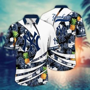 New York Yankees MLB Flower Hawaiian Shirt, Yankees Hawaiian Shirt