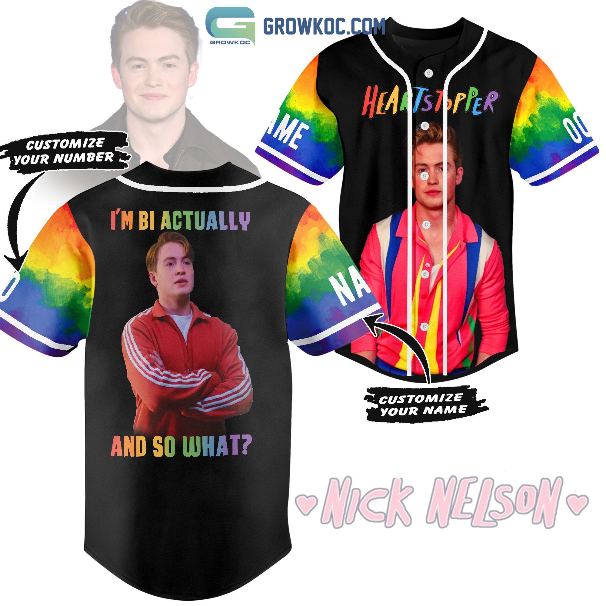 Nick Nelson Heartstopper I’m Bi Actually And So What Personalized Baseball Jersey