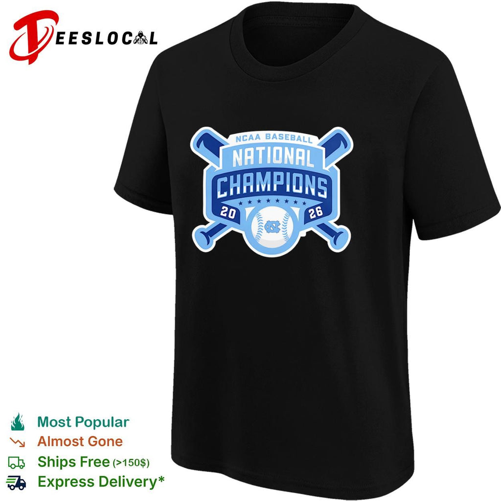North Carolina Tar Heels national champions crossed bats NCAA baseball 2026 NC shirt