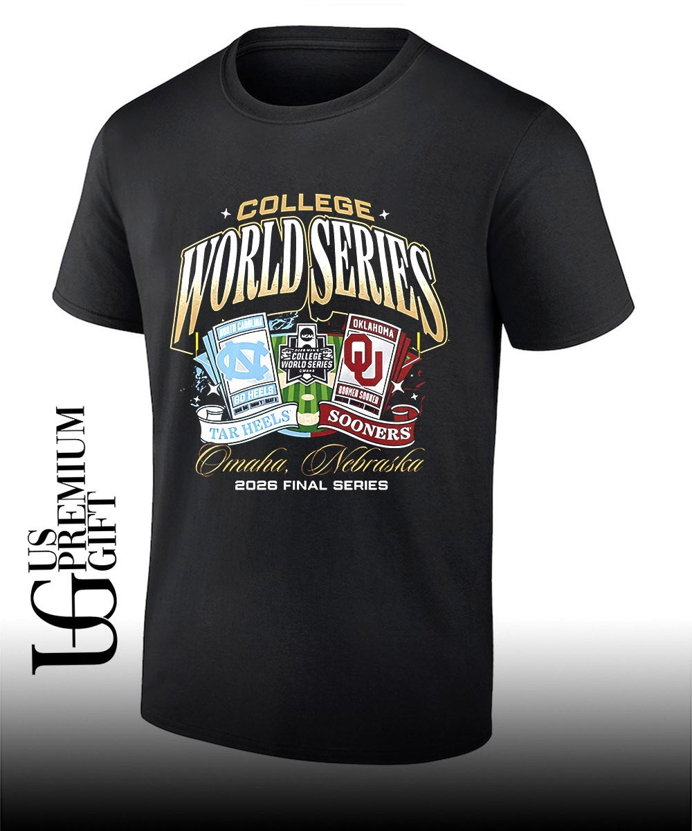 North Carolina Tar Heels vs Oklahoma Sooners College World Series Omaha 2026 ticket shirt