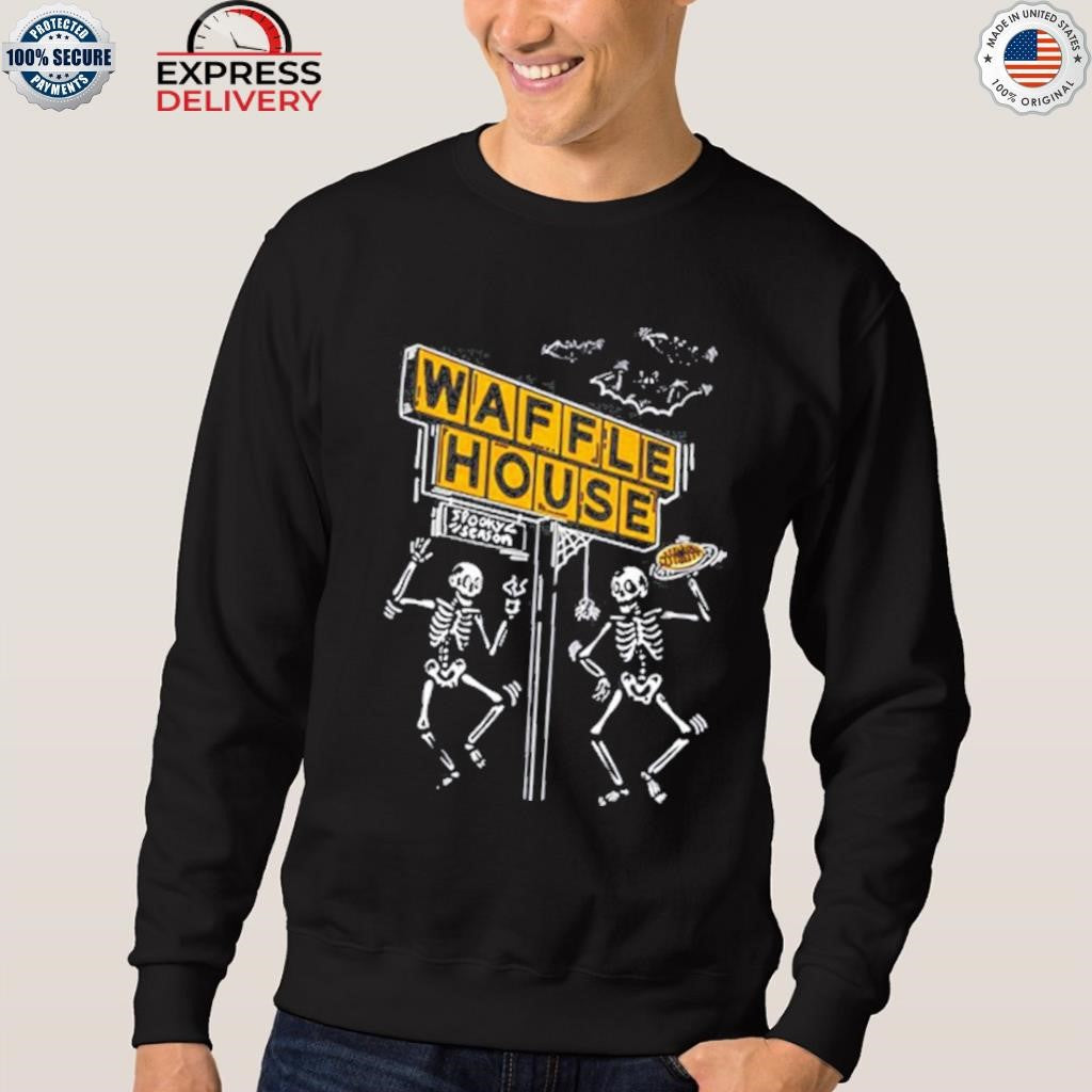 Bats, Bones and Waffles House Halloween Skeleton Shirt
