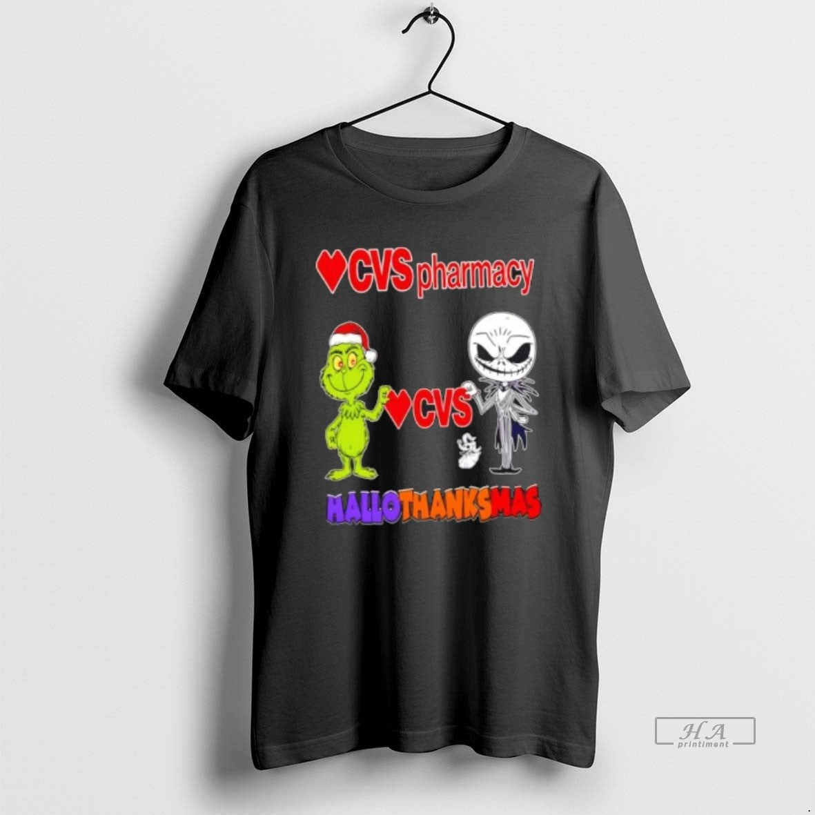 Official Cvspharmacy X Grinch And Jack Skellington Friends Fist Bump Happy Hallothanksmas T-Shirts, Hoodie, Sweatshirt