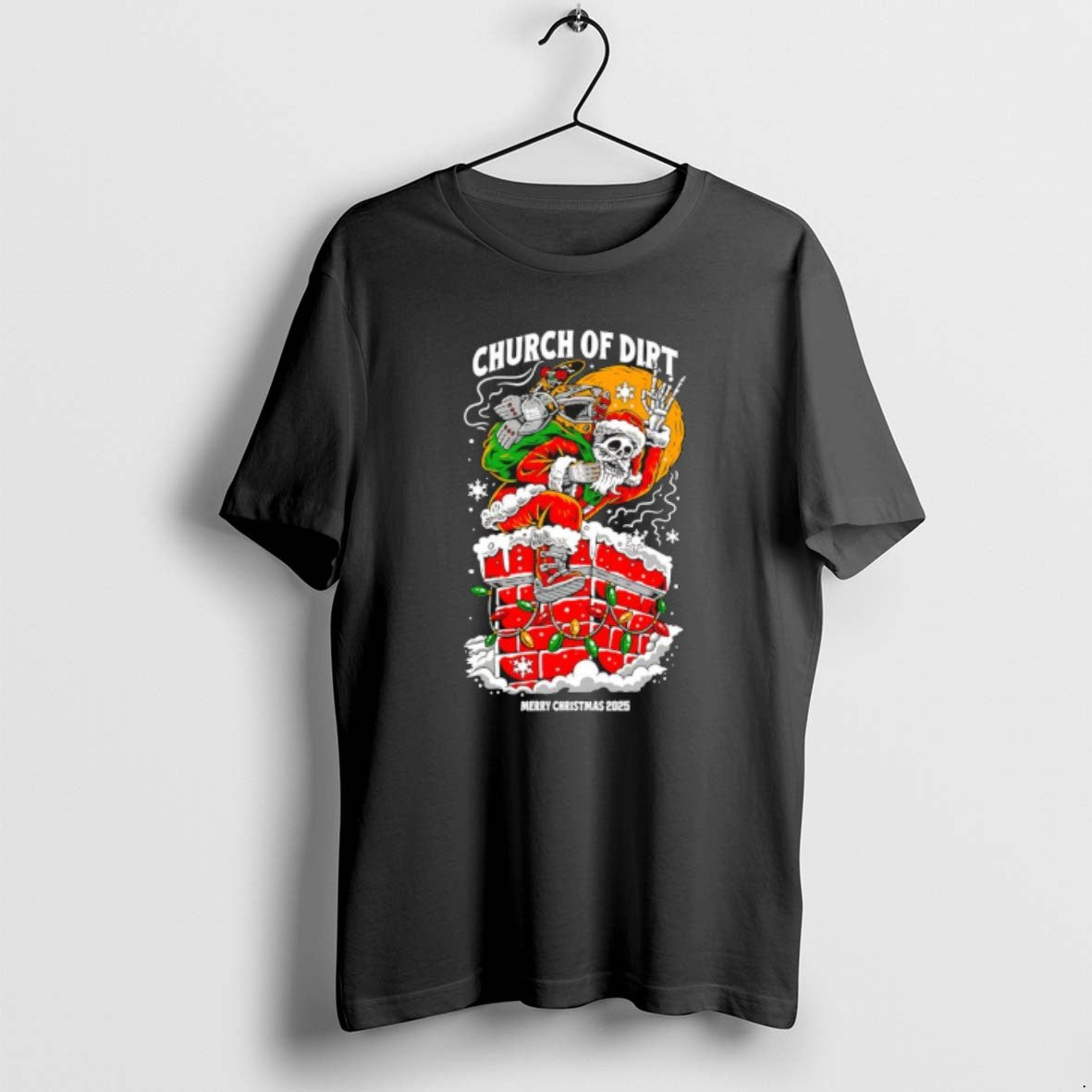 Official Church Of Dirt Skeletal Santa Claus Merry Christmas 2025 T-Shirts, Hoodie, Sweatshirt | InkRitualCo.com