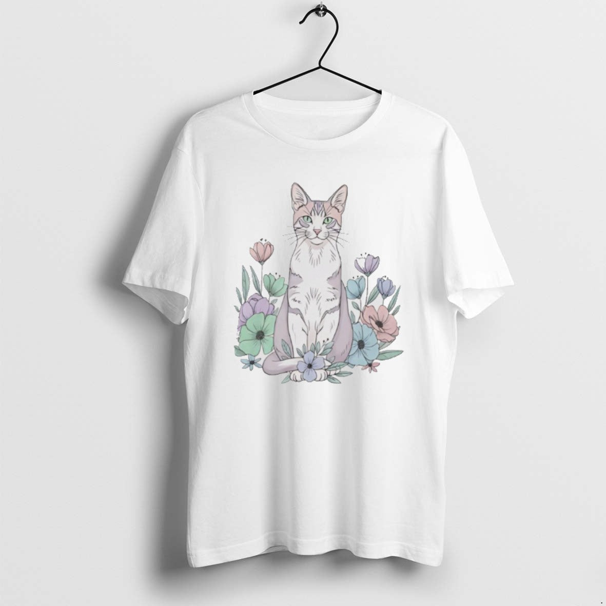 Official Cute Sitting Cat In Floral Garden Watercolor T-Shirts, Hoodie, Sweatshirt | InkRitualCo.com