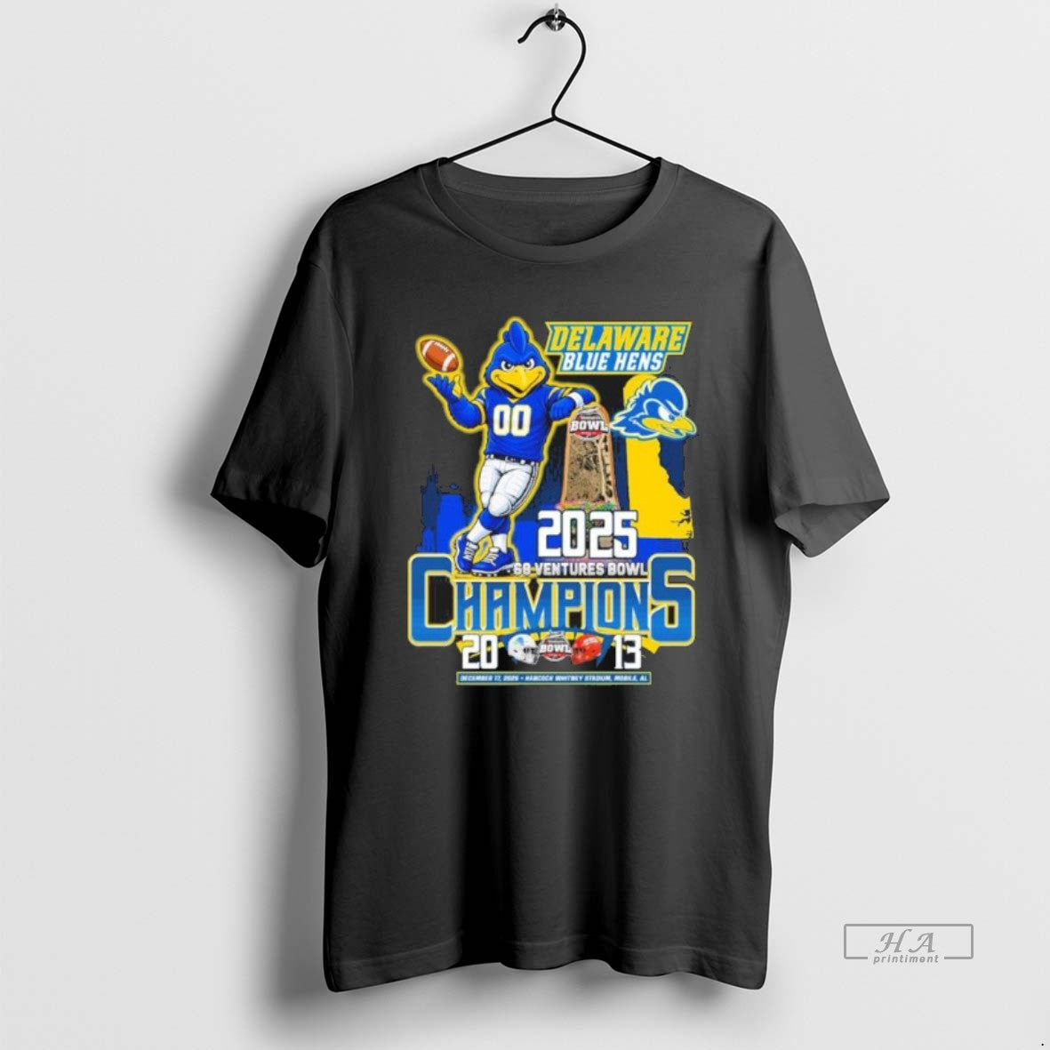 Official Delaware Blue Hens Mascot 2025 68 Ventures Bowl Champions Score T-Shirts, Hoodie, Sweatshirt | InkRitualCo.com