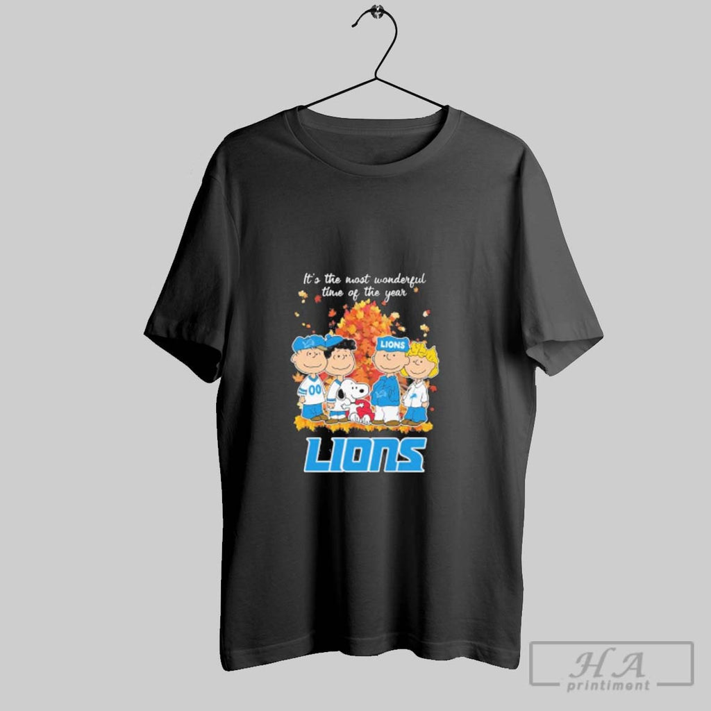 Official Detroit Lions And Peanuts Character Its The Most Wonderful Time Of The Year T-Shirts, Hoodie, Sweatshirt