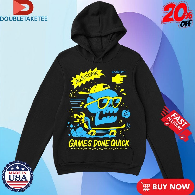 Games Done Quick GDQ Awesome Skater Skull Shirts