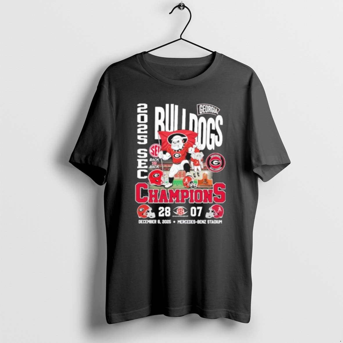 Official Georgia Bulldogs Mascot 2025 Sec Conference Champions 28 7 Score T-Shirts, Hoodie, Sweatshirt | InkRitualCo.com