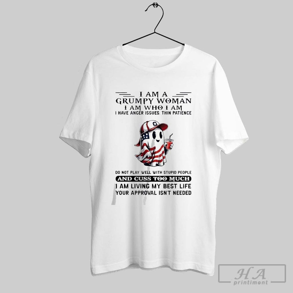 Official Ghost I Am A Grumpy Woman I Am Who I Am T-Shirts, Hoodie, Sweatshirt | InkRitualCo.com
