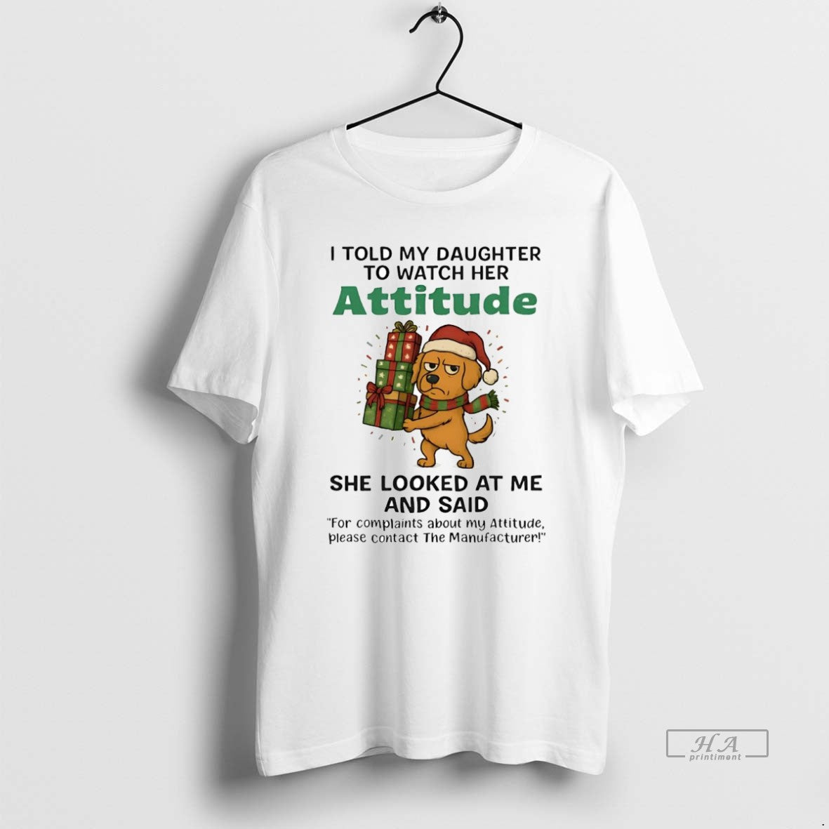 Official Golden Retriever I Told My Daughter To Watch Her Attitude Christmas T-Shirts, Hoodie, Sweatshirt | InkRitualCo.com