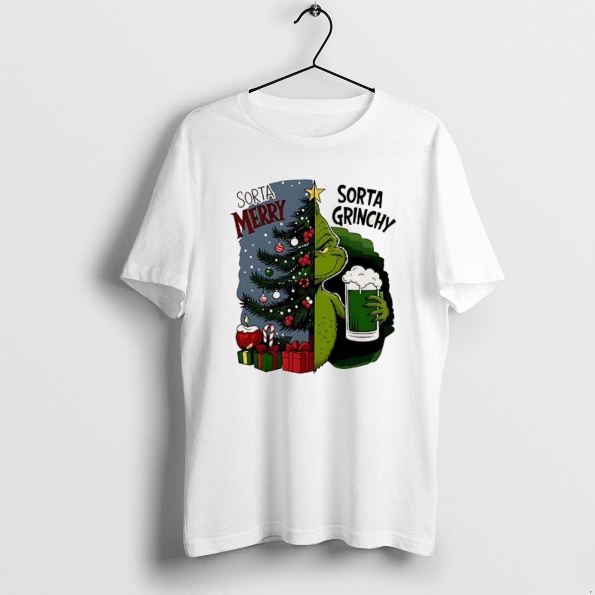 Official Grinch Half Tree Sorta Merry Sorta Grinchy Christmas Holiday T-Shirts, Hoodie, Sweatshirt | InkRitualCo.com