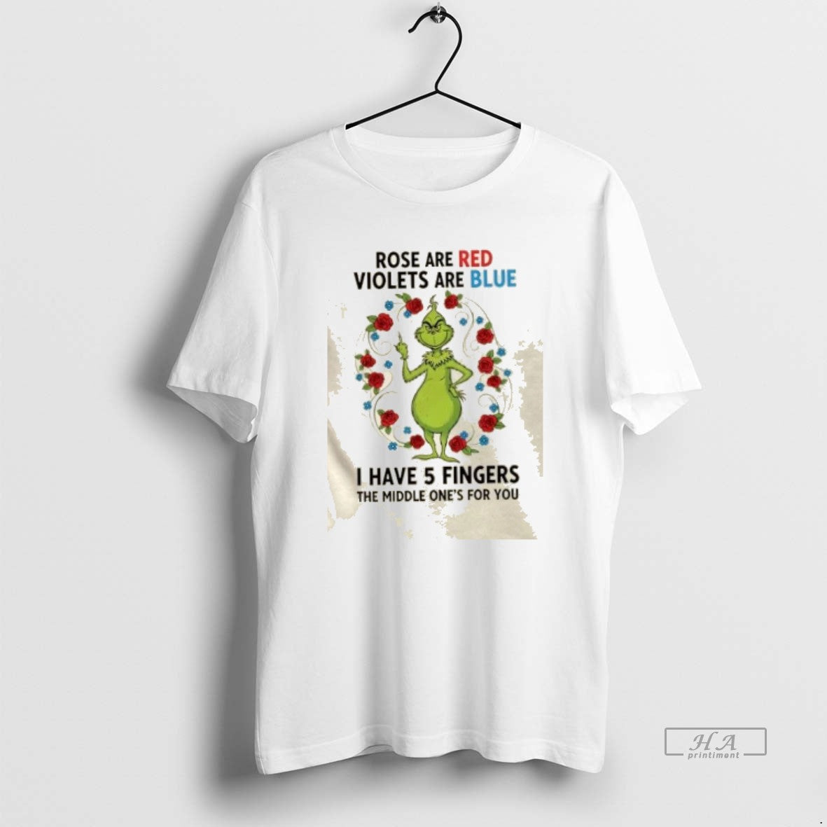 Official Grinch Rose Are Red Violets Are Blue I Have 5 Fingers The Middle Ones T-Shirts, Hoodie, Sweatshirt | InkRitualCo.com