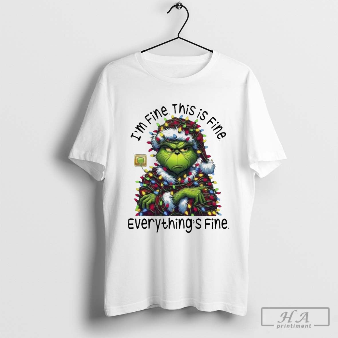 Official Im Fine This Is Fine Everythings Fine Santa Grinch Christmas Light 2024 T-Shirts, Hoodie, Sweatshirt
