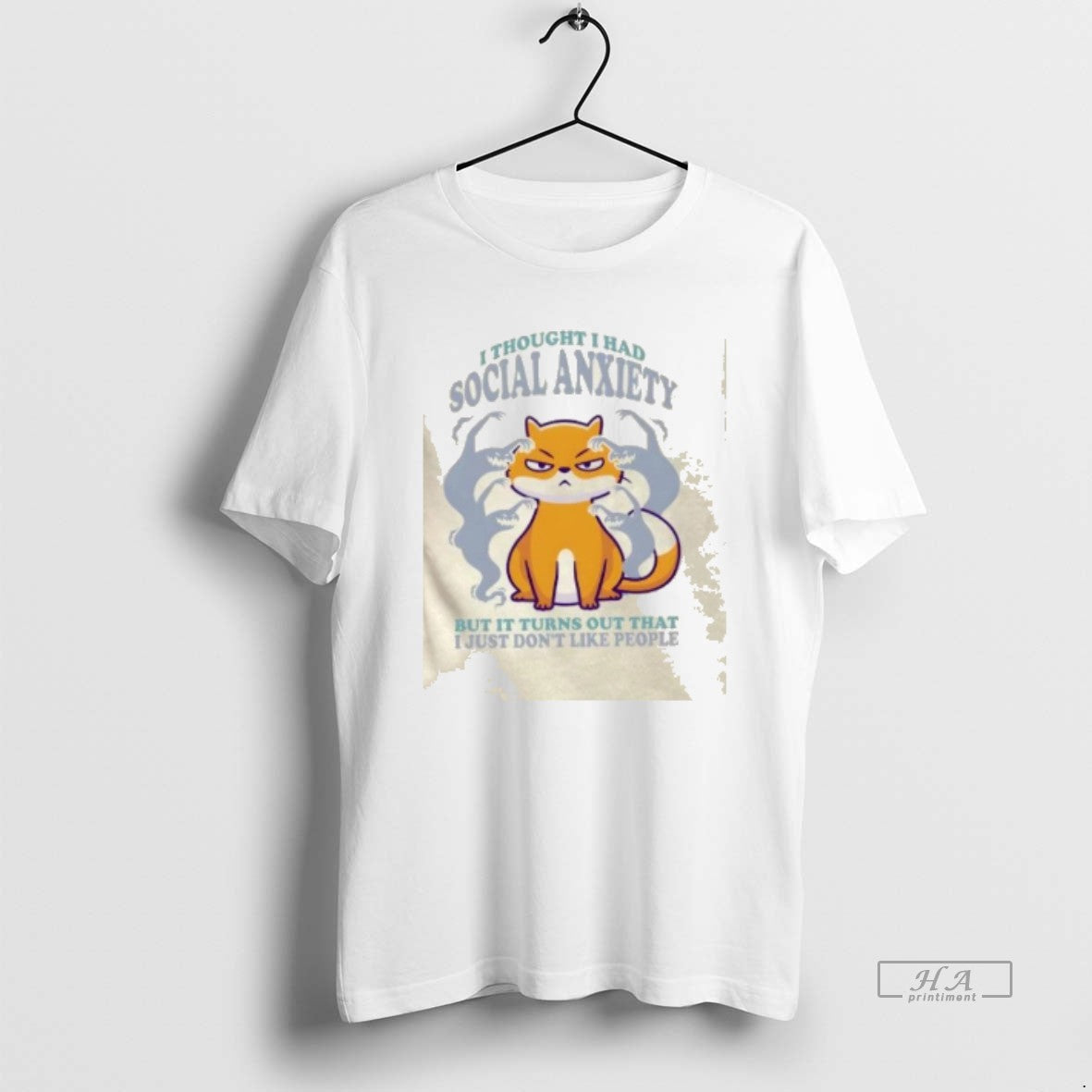 Official Introvert Humor Cat And Ghosts I Thought I Had Social Anxiety Cat T-Shirts, Hoodie, Sweatshirt | InkRitualCo.com