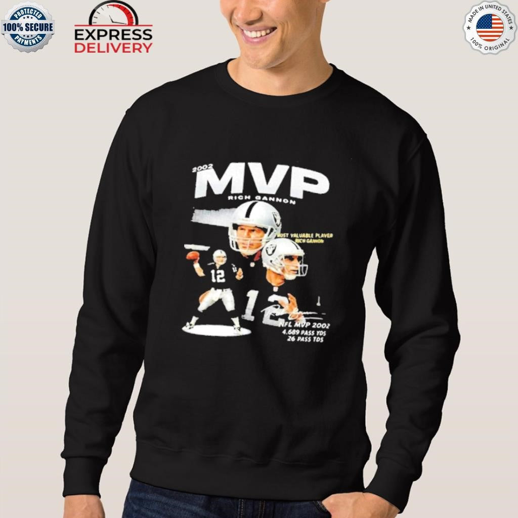 Jackson Powers-Johnson wears Rich Gannon MVP 2002 Shirt