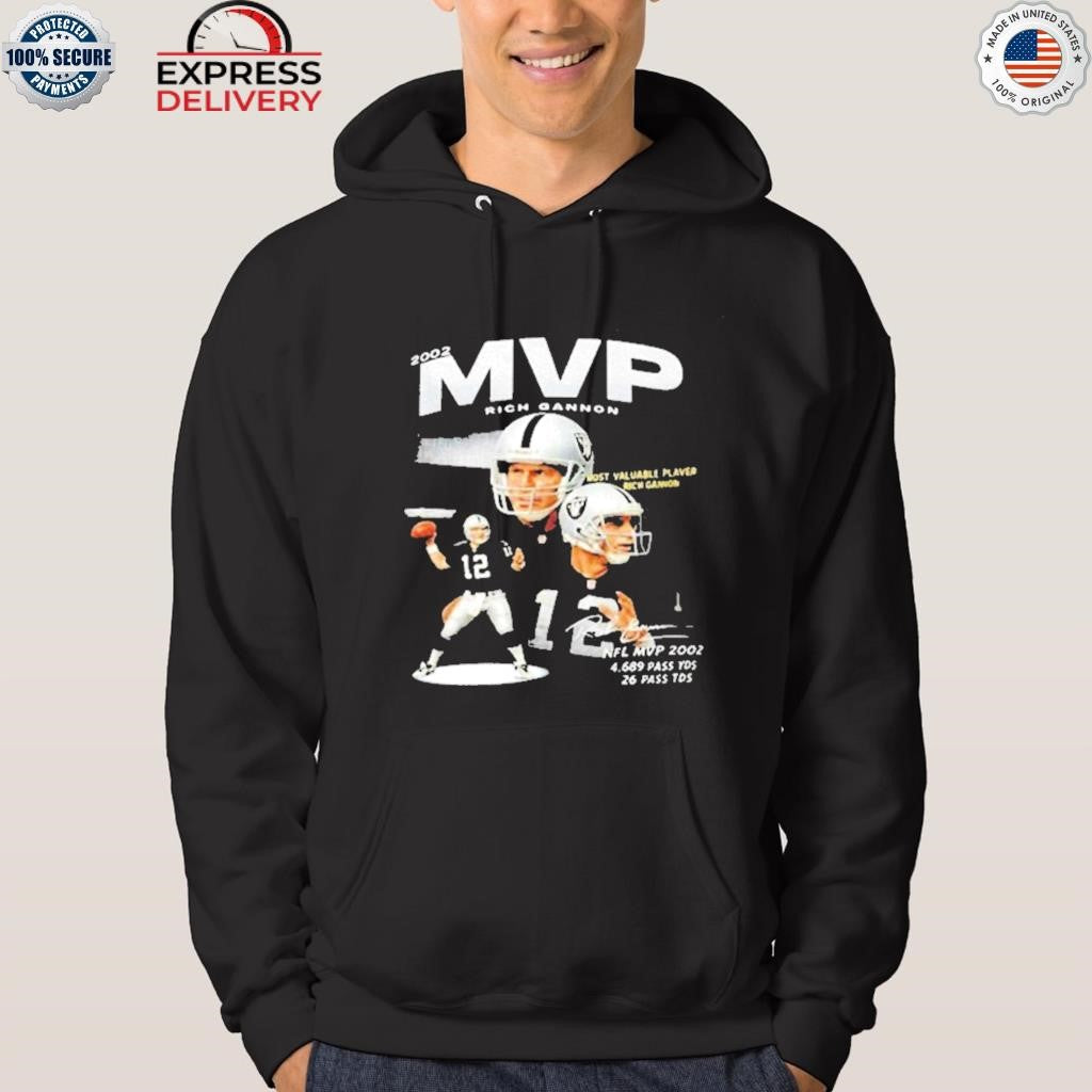 Jackson Powers-Johnson wears Rich Gannon MVP 2002 Shirt