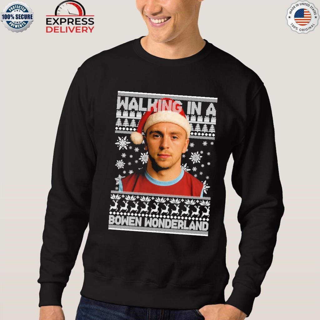 Jared Bowen walking in a Bowen Wonderland Christmas Shirt