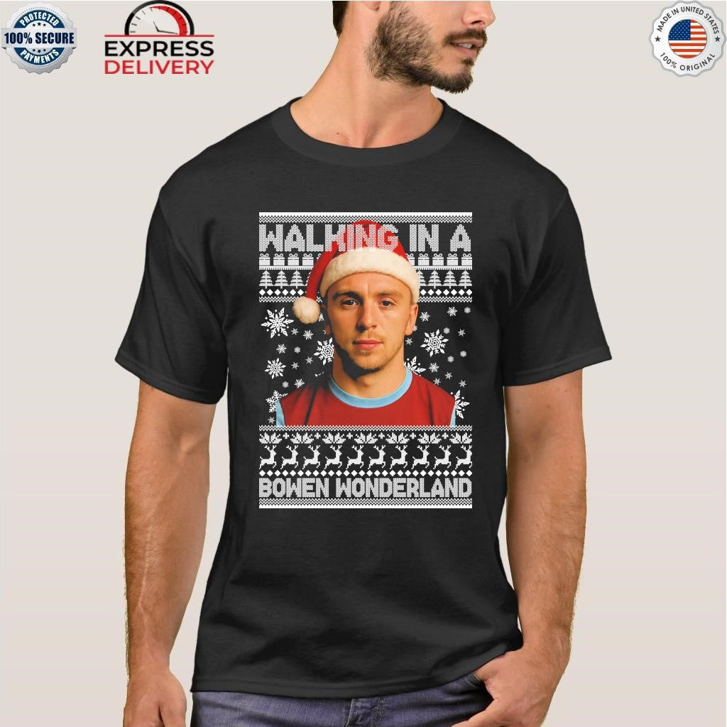 Jared Bowen walking in a Bowen Wonderland Christmas Shirt