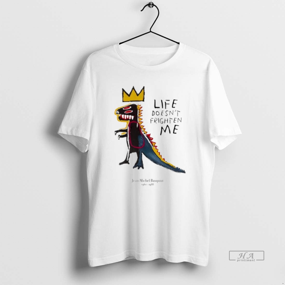 Official Jean Michel Basquiat Dinosaur Life Doesnt Frighten Me T-Shirts, Hoodie, Sweatshirt | InkRitualCo.com