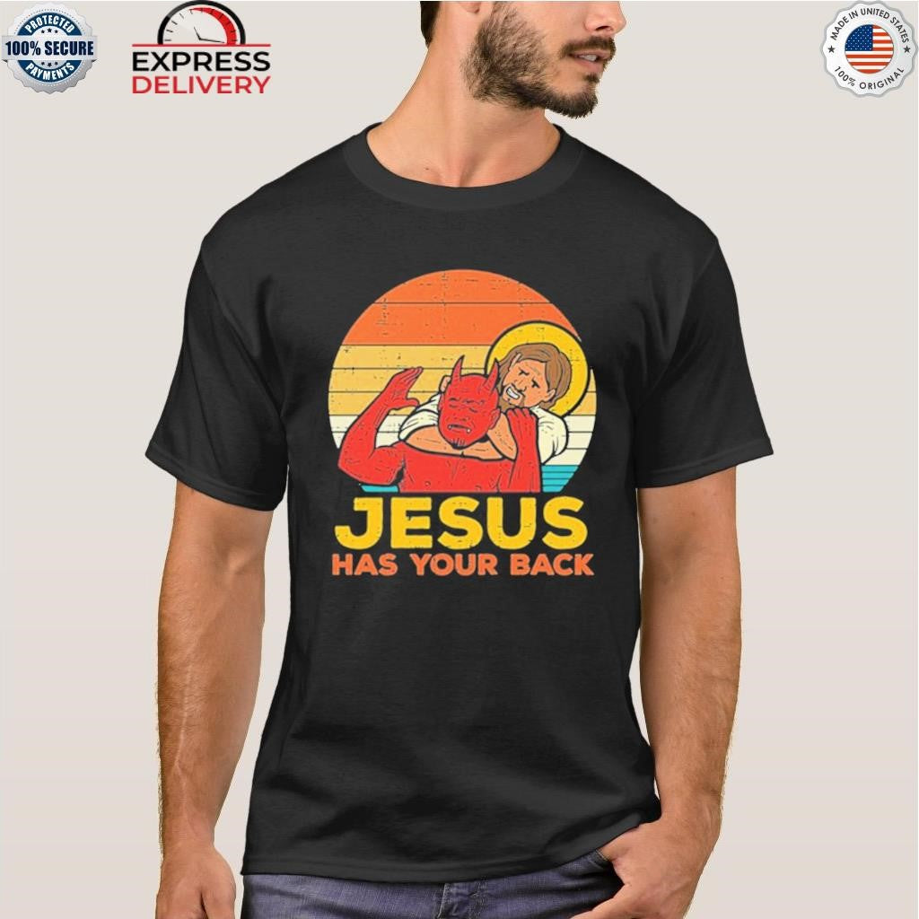 Jesus Has Your Back Jiu Jitsu Retro Christian Shirt