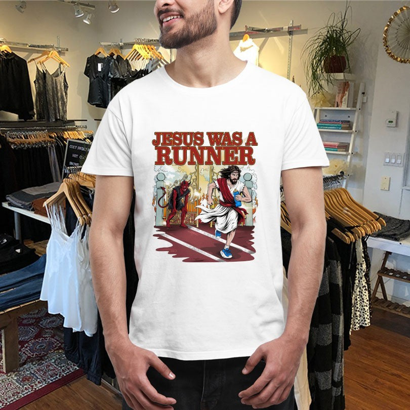 Jesus Was A Runner Satan Shirts