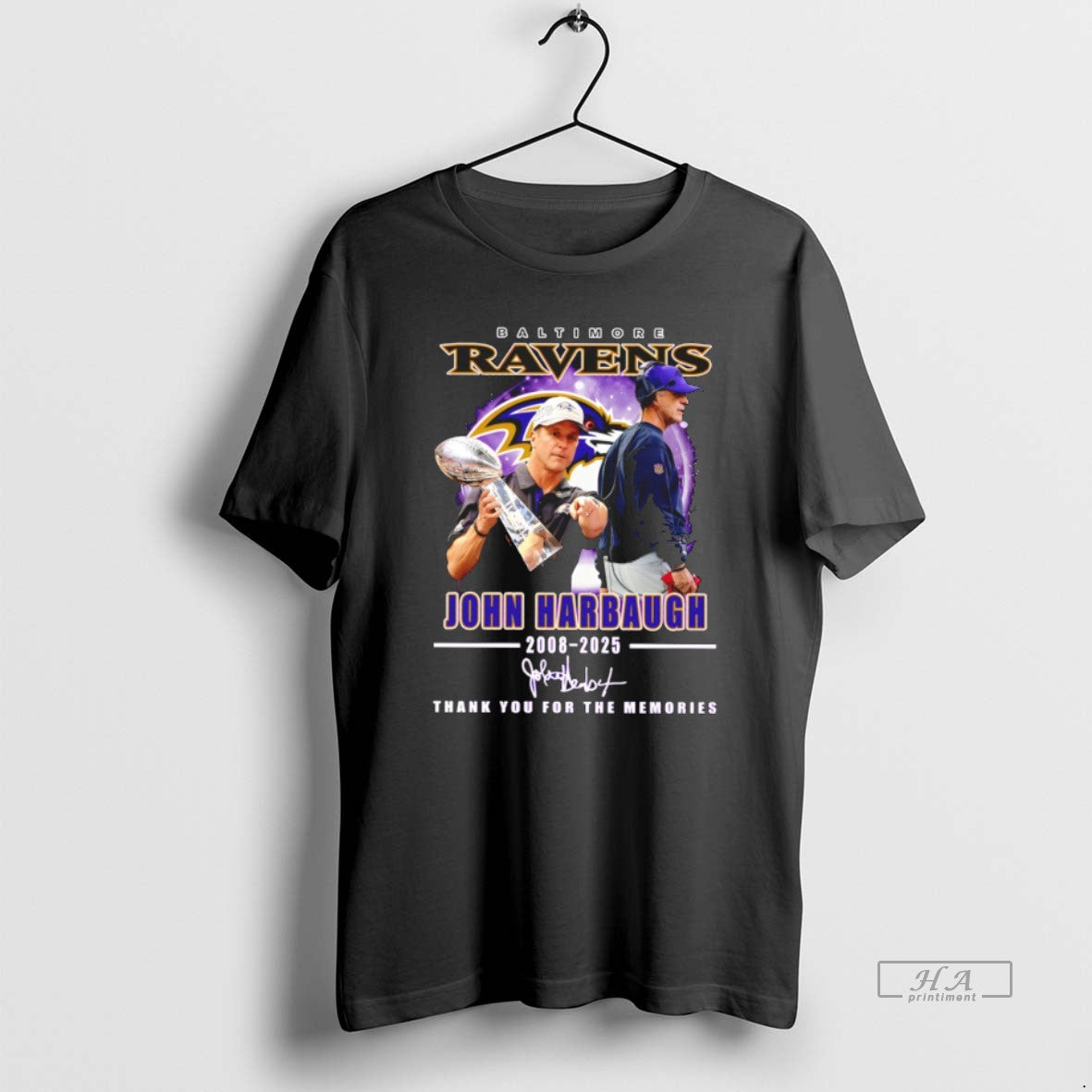 Official John Harbaugh Thank You For The Memories Ravens Coach Signature T-Shirts, Hoodie, Sweatshirt | InkRitualCo.com